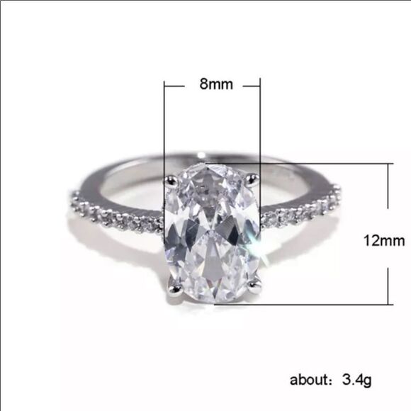 The Standing Ovation 5 ct Oval Cut White Sapphire 925 Silver ring size 8 - Picture 5 of 14